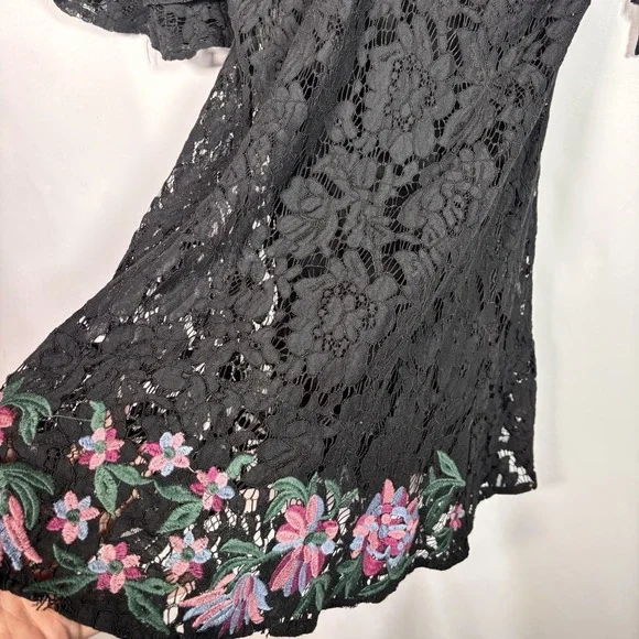 Lulumari Babydoll Dress Womens Large Sheer Lace Overlay Floral Cottage Fairy - Picture 8 of 9